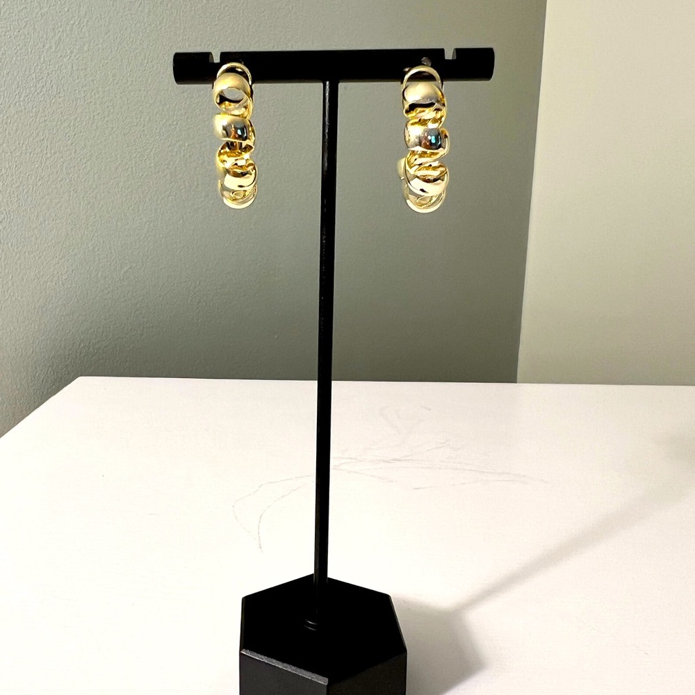 Elegant Gold Plated Curly Twist Hoop Earrings
